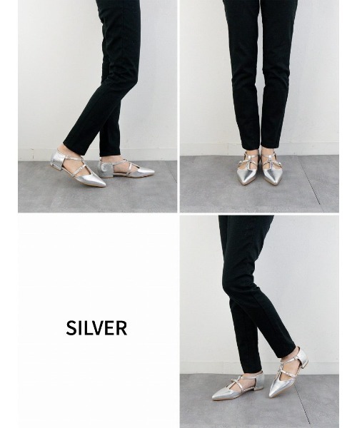 Fabby fabby(ファビィーファビィー)の「ポインテッドセパレートストラップパンプス(パンプス・レディース・シルバー/オフホワイト/ブラック/ブラウン・SMALL/MEDIUM/LARGE)」の6枚目の写真