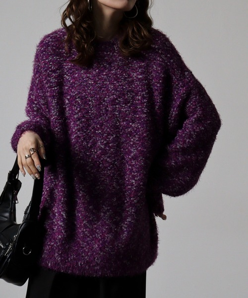 REGIEVO(レジエボ)の「Fancy shaggy crew neck knit / ファンシーシャギー クルーネックニット unisex(ニット/セーター・メンズ・ブラック/パープル/ホワイト・L/M)」の10枚目の写真