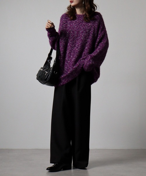 REGIEVO(レジエボ)の「Fancy shaggy crew neck knit / ファンシーシャギー クルーネックニット unisex(ニット/セーター・メンズ・ブラック/パープル/ホワイト・L/M)」の12枚目の写真