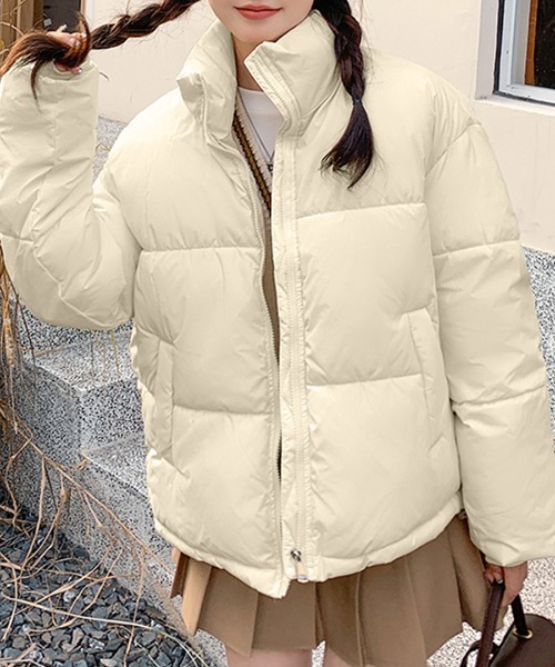 Riff(リフ)の「中綿ジャケット ブルゾン(ダウンジャケット/コート・レディース・アイボリー/ブルー/ピンク/ブラック・S/M/L)」の5枚目の写真