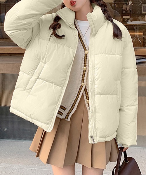 Riff(リフ)の「中綿ジャケット ブルゾン(ダウンジャケット/コート・レディース・アイボリー/ブルー/ピンク/ブラック・S/M/L)」の8枚目の写真