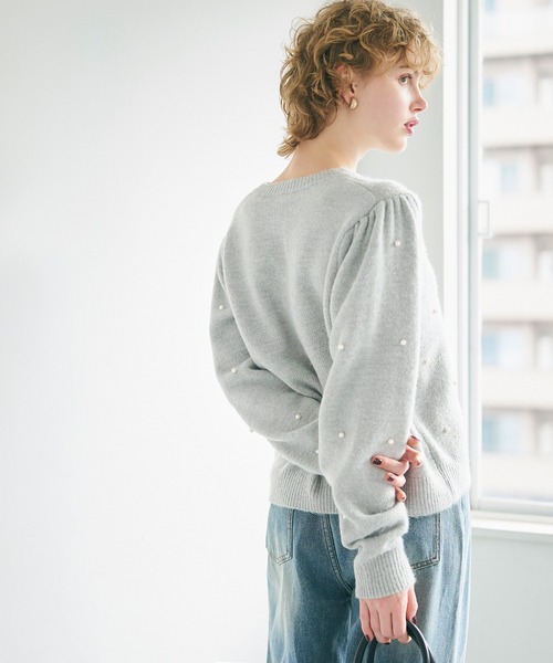coca（coca）（コカ）の「【WEB限定セール】パール付きニットトップス（ニット/セーター・レディース・グレー/ブラック・S/L/M）」の18枚目の写真