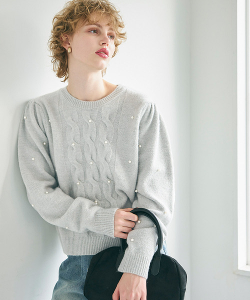 coca（coca）（コカ）の「【WEB限定セール】パール付きニットトップス（ニット/セーター・レディース・グレー/ブラック・S/L/M）」の19枚目の写真