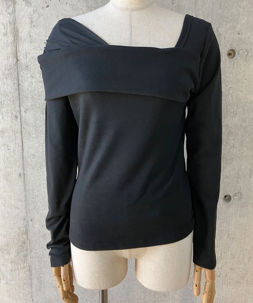 GLAMOROUS JANE(グラマラスジェーン)の「ワンショルシアー切替トップス(Tシャツ/カットソー・レディース・ブラック/アイボリー/ブラウン・FREE)」の8枚目の写真
