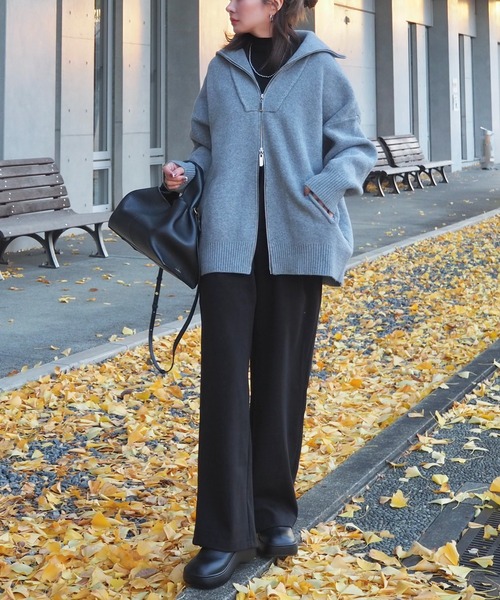 LAULEN(ローレン)の「double zip oversized knit jacket /ダブルジップ オーバーサイズ ニット ジャケット(その他アウター・レディース・ベージュ/ネイビー/グレー/アイボリー・FREE)」の14枚目の写真