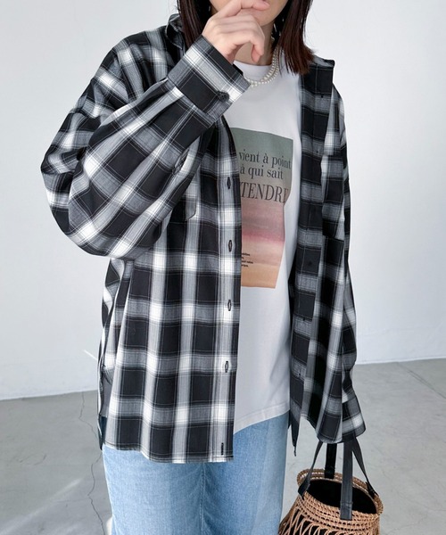 Doux archives(ドゥアルシーヴ)の「チェックカシュクールシャツ(シャツ/ブラウス・レディース・ブラック/ホワイト・38)」の18枚目の写真