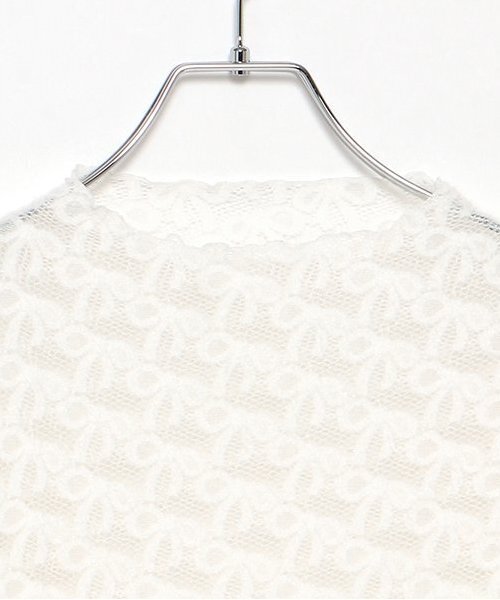 LUKU nari（ルクナーリ）の「リボンレーストップス（Tシャツ/カットソー・レディース・ブラック/アイボリー/チャコール・F）」の9枚目の写真