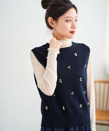 le.coeur blanc | 片畦ビジューニットベスト(ベスト)