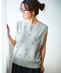 le.coeur blanc | 片畦ビジューニットベスト(ベスト)