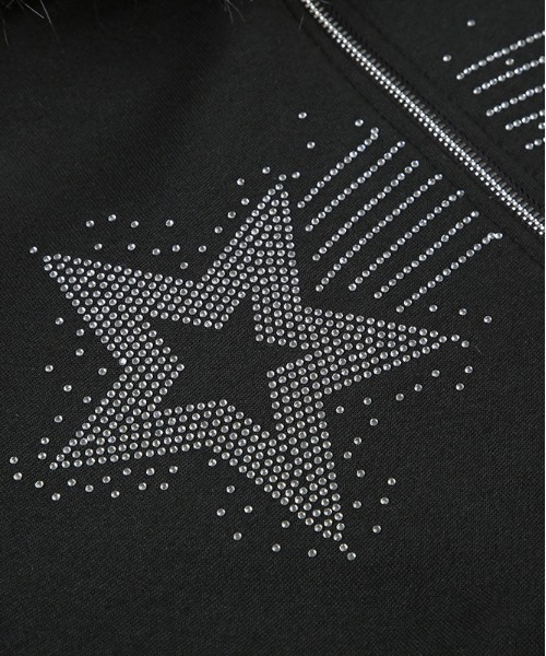 【セール】Y2K エコファー フード スターラインストーン スウェット ジップ パーカー(パーカー)|gossip!ロサンゼルス(ゴシップロサンゼルス) 【セール】Y2K エコファー フード スターラインストーン スウェット ジップ パーカー(パーカー)|gossip!ロサンゼルス(ゴシップロサンゼルス)