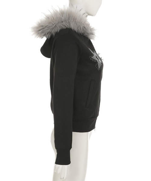 【セール】Y2K エコファー フード スターラインストーン スウェット ジップ パーカー(パーカー)|gossip!ロサンゼルス(ゴシップロサンゼルス) 【セール】Y2K エコファー フード スターラインストーン スウェット ジップ パーカー(パーカー)|gossip!ロサンゼルス(ゴシップロサンゼルス)