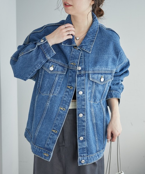 Remind me and forever(リマインドミーアンドフォーエバー)の「ビッグデニムジャケット(デニムジャケット・レディース・ブラック系その他/ブルー/インディゴブルー・FREE)」の13枚目の写真
