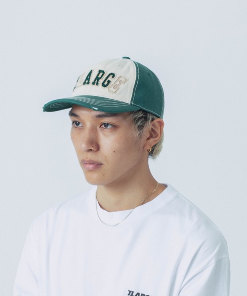XLARGE(エクストララージ)の「DAMAGED 6PANEL CAP(キャップ・メンズ・パープル/ブラック/グリーン・ONE SIZE)」の5枚目の写真