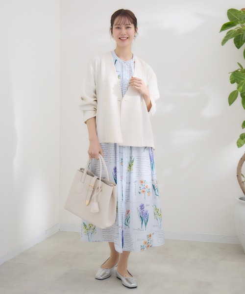 KATHARINE ROSS(キャサリンロス)の「【KATHARINE ROSS】KITTE PRINT -切手プリント-ワンピース(ワンピース・レディース・アイボリー/ライトブルー・MEDIUM)」の4枚目の写真