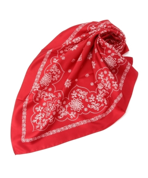 Ray BEAMS（レイビームス）の「Ray BEAMS / フラワー バンダナ シルク スカーフ（バンダナ/スカーフ・レディース・レッド/ネイビー/ベージュ/オリーブ・ONE SIZE）」の6枚目の写真