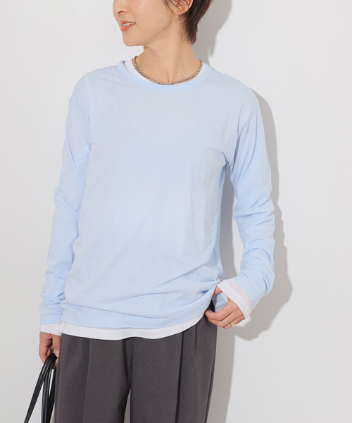 JOURNAL STANDARD relume(ジャーナルスタンダード レリューム)の「シアークルーネックロングTシャツ(Tシャツ/カットソー・レディース・ホワイト/ライトグレー/サックスブルー/イエロー・FREE)」の18枚目の写真