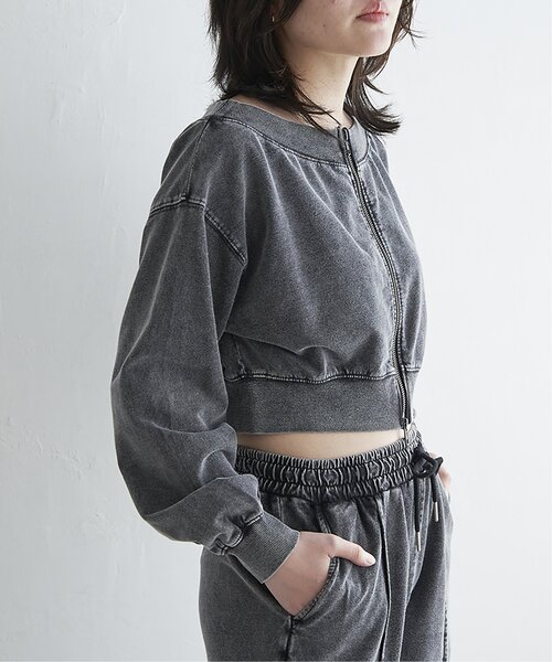 VENCEEXCHANGE（ヴァンスエクスチェンジ）の「【セットアップ対応】ケミカルオフショルスウェットジップ（パーカー・レディース・ブルー/チャコール・FREE）」の4枚目の写真