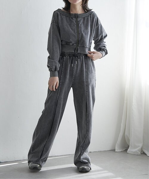 VENCEEXCHANGE（ヴァンスエクスチェンジ）の「【セットアップ対応】ケミカルオフショルスウェットジップ（パーカー・レディース・ブルー/チャコール・FREE）」の8枚目の写真