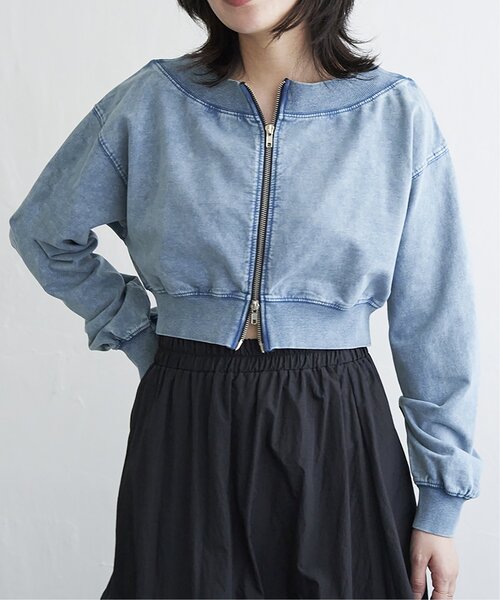 VENCEEXCHANGE（ヴァンスエクスチェンジ）の「【セットアップ対応】ケミカルオフショルスウェットジップ（パーカー・レディース・ブルー/チャコール・FREE）」の10枚目の写真