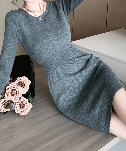 Jasmine Grandiflorum(ジャスミングランディフローラム)の「【Jasmine】タイトニットミニワンピース(ワンピース・レディース・ホワイト/ピンク/ブラック/ダークグレー・FREE)」の11枚目の写真