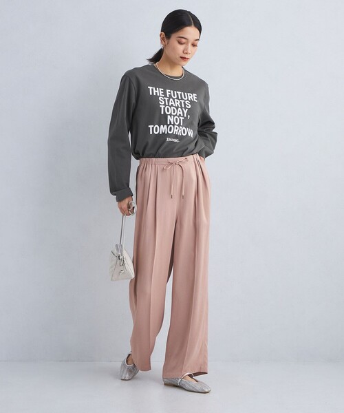 green label relaxing(グリーンレーベルリラクシング)の「サテン ドロスト パンツ(その他パンツ・レディース・ライトピンク/ネイビー・36/38)」の5枚目の写真