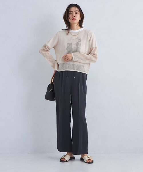 green label relaxing(グリーンレーベルリラクシング)の「サテン ドロスト パンツ(その他パンツ・レディース・ライトピンク/ネイビー・36/38)」の9枚目の写真