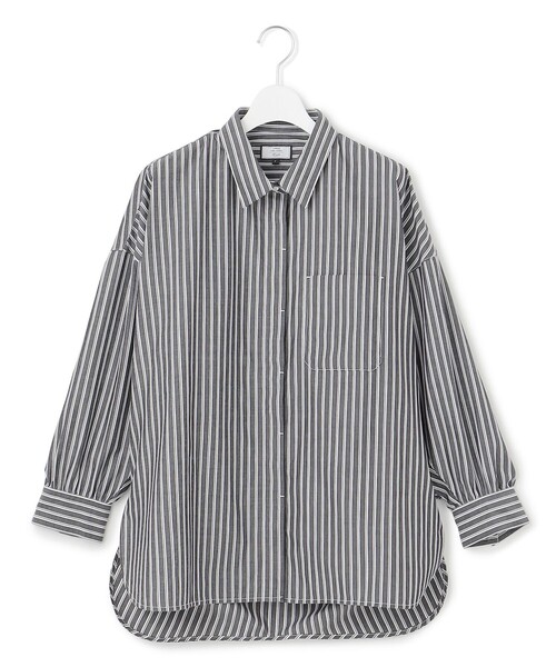 J.PRESS YORK STREET（ジェイプレスヨークストリート）の「【WOMEN】コットンタイプライター ドレープシャツ（シャツ/ブラウス・レディース・グリーン系1/ブラック系2/ブルー系2/オレンジ系1/サックスブルー系2・F）」の2枚目の写真