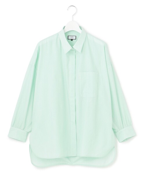 J.PRESS YORK STREET（ジェイプレスヨークストリート）の「【WOMEN】コットンタイプライター ドレープシャツ（シャツ/ブラウス・レディース・グリーン系1/ブラック系2/ブルー系2/オレンジ系1/サックスブルー系2・F）」の3枚目の写真