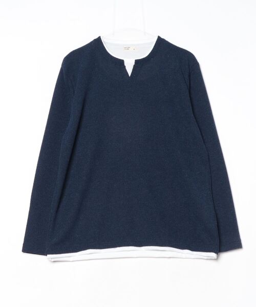 ARCADE(アーケード)の「重ね着風キーネックパイル杢 フェイクレイヤード 長袖 Tシャツ NATURE GROBE(Tシャツ/カットソー・メンズ・ネイビー/ベージュ/カーキ/グレー・M/LL/L)」の18枚目の写真