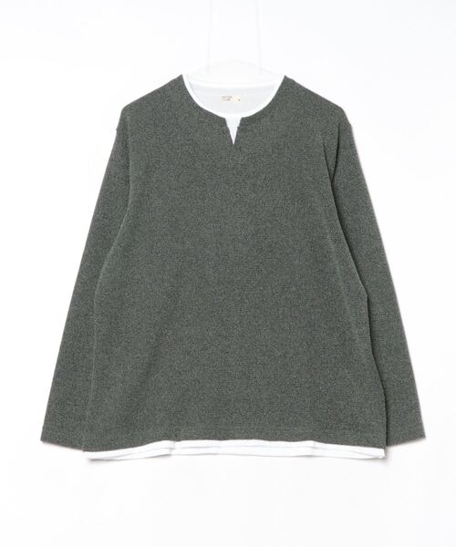 ARCADE(アーケード)の「重ね着風キーネックパイル杢 フェイクレイヤード 長袖 Tシャツ NATURE GROBE(Tシャツ/カットソー・メンズ・ネイビー/ベージュ/カーキ/グレー・M/LL/L)」の19枚目の写真