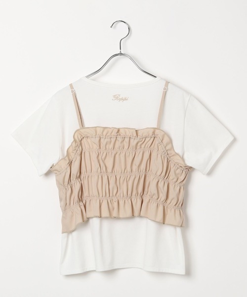 repipi armario（レピピ アルマリオ）の「【girly line】リボンシャーリングキャミ×Tシャツ（その他トップス・キッズ・ベージュ/サックスブルー/ブラック・MEDIUM/LARGE/SMALL）」の7枚目の写真