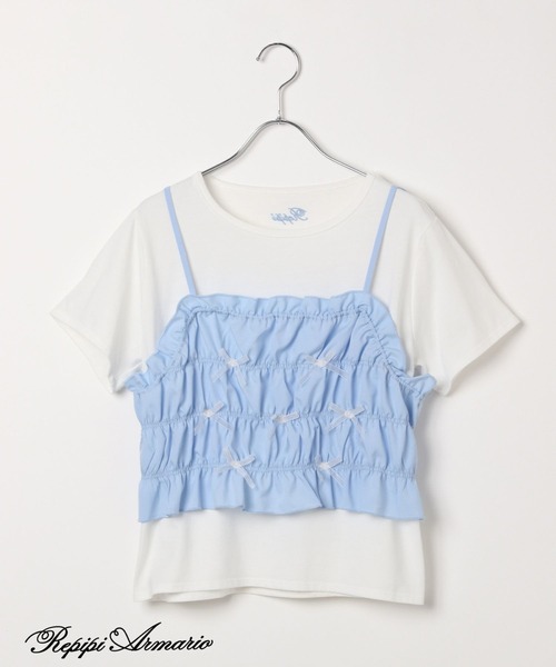 repipi armario（レピピ アルマリオ）の「【girly line】リボンシャーリングキャミ×Tシャツ（その他トップス・キッズ・ベージュ/サックスブルー/ブラック・MEDIUM/LARGE/SMALL）」の5枚目の写真