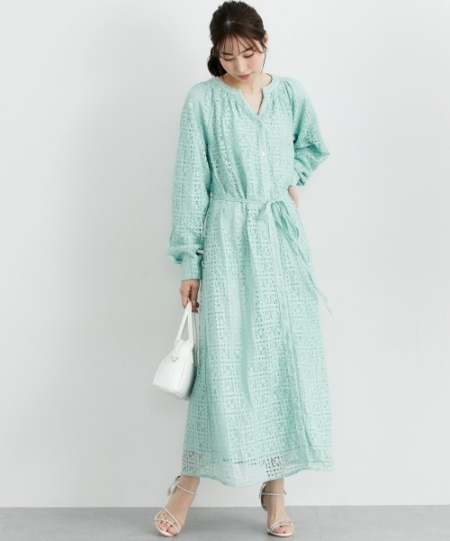 SMILE LAND（スマイルランド）の「総レースワンピース＜大きいサイズ有＞【OtonaSMILE】（ワンピース・レディース・オフホワイト/ネイビー/ミント・3L/LL/4L/5L/M/L）」の15枚目の写真