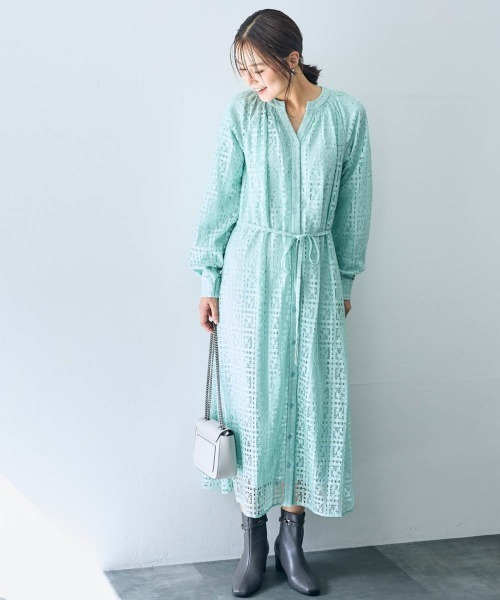 SMILE LAND（スマイルランド）の「総レースワンピース＜大きいサイズ有＞【OtonaSMILE】（ワンピース・レディース・オフホワイト/ネイビー/ミント・3L/LL/4L/5L/M/L）」の16枚目の写真