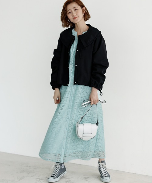 SMILE LAND（スマイルランド）の「総レースワンピース＜大きいサイズ有＞【OtonaSMILE】（ワンピース・レディース・オフホワイト/ネイビー/ミント・3L/LL/4L/5L/M/L）」の17枚目の写真