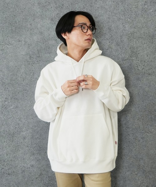 (Never) Acquiesce(ネバーアクイース)の「ヘビーウェイト裏起毛ビックパーカー(Tシャツ/カットソー・メンズ・ダークブルー/杢グレー/ブラウン/ベージュ/ブラック/チャコールグレー/ホワイト/カーキ/グリーン・MEDIUM/LARGE)」の2枚目の写真
