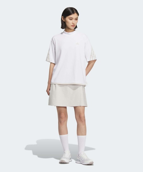 ブラウス シャツ アディダス adidas スリーストライプス ボックスシルエット モックネック 半袖シャツ レディース adidas ブラウス シャツ アディダス スリーストライプス