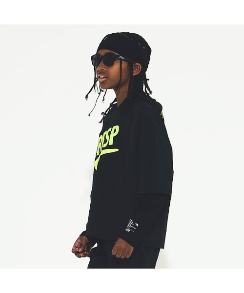 RE/SP（アールイーエスピー）の「RE/SP RE/SP PISTE 70% Hoodie / アールイーエスピー アールイーエスピー ピステ 7分袖パーカー（パーカー・キッズ・ブラック/ライム・1/2/3/4）」の6枚目の写真