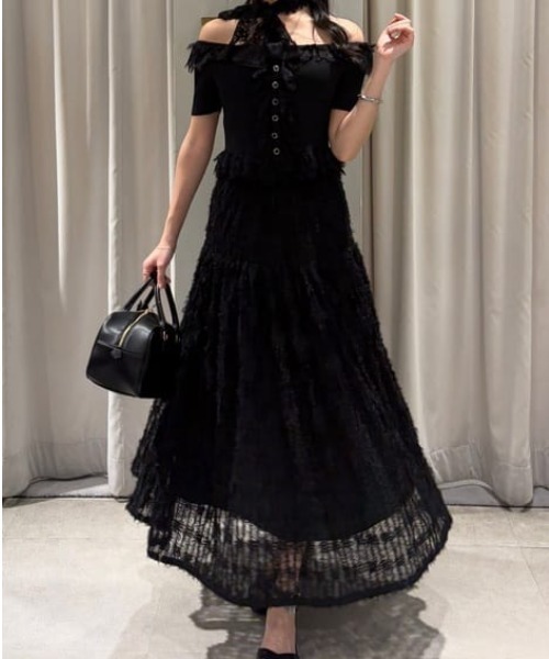 rienda(リエンダ)の「ディフォーメーションチュールフレアスカート 夏服(スカート・レディース・ホワイト/ブラック・MEDIUM/SMALL)」の22枚目の写真