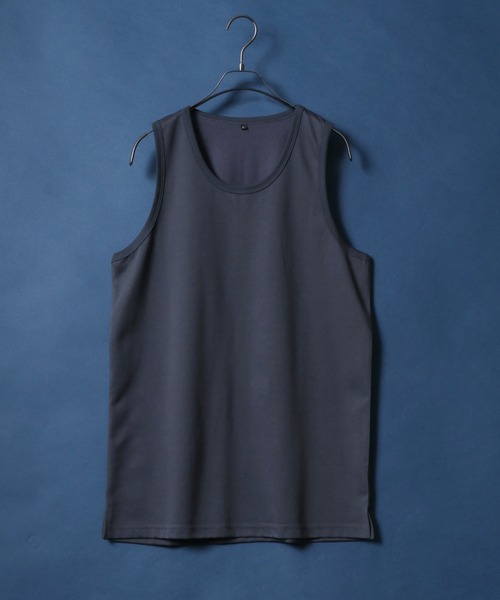 ANPAS（アンパス）の「Dry Ponte Fabric Long Tanktop/ドライポンチ ロングサイズ タンクトップ メンズ レディース（タンクトップ・メンズ・ブラック/カーキ/ブルー/ホワイト/チャコール/ベージュ・M/L/LL）」の3枚目の写真