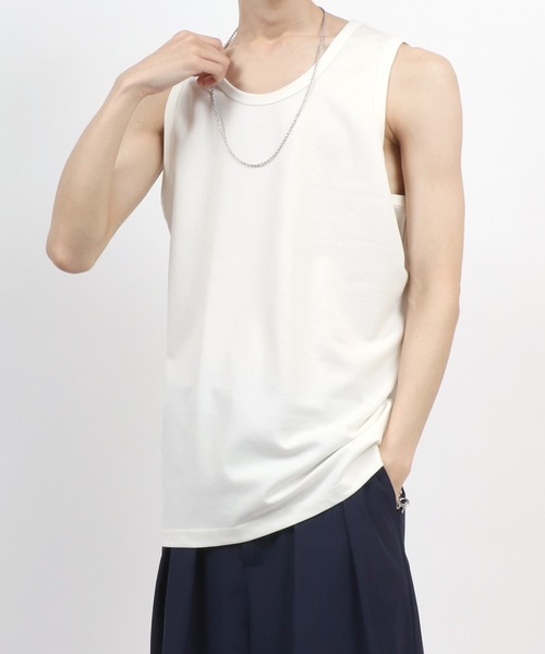 ANPAS（アンパス）の「Dry Ponte Fabric Long Tanktop/ドライポンチ ロングサイズ タンクトップ メンズ レディース（タンクトップ・メンズ・ブラック/カーキ/ブルー/ホワイト/チャコール/ベージュ・M/L/LL）」の11枚目の写真