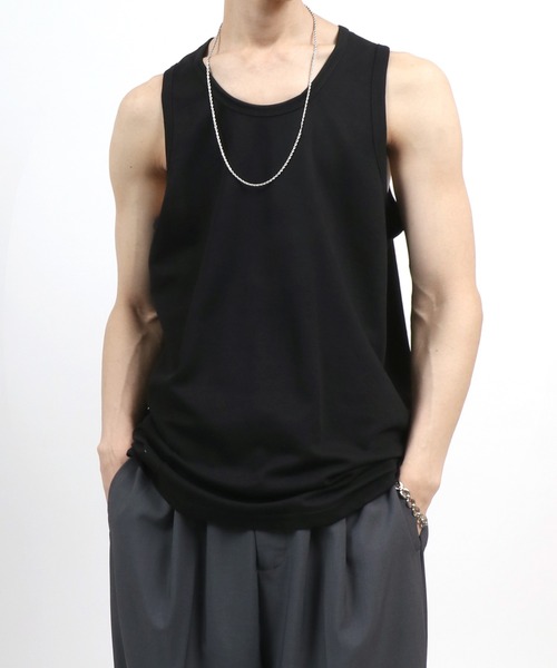ANPAS（アンパス）の「Dry Ponte Fabric Long Tanktop/ドライポンチ ロングサイズ タンクトップ メンズ レディース（タンクトップ・メンズ・ブラック/カーキ/ブルー/ホワイト/チャコール/ベージュ・M/L/LL）」の12枚目の写真