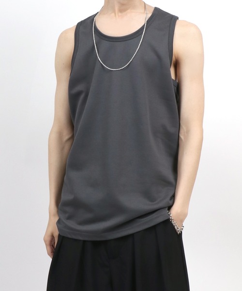 ANPAS（アンパス）の「Dry Ponte Fabric Long Tanktop/ドライポンチ ロングサイズ タンクトップ メンズ レディース（タンクトップ・メンズ・ブラック/カーキ/ブルー/ホワイト/チャコール/ベージュ・M/L/LL）」の13枚目の写真