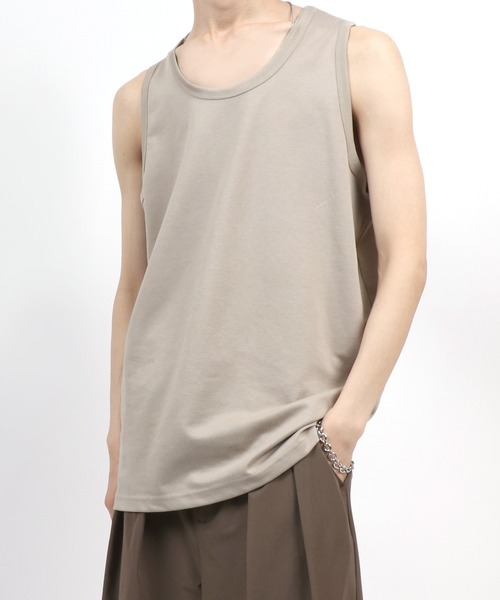 ANPAS（アンパス）の「Dry Ponte Fabric Long Tanktop/ドライポンチ ロングサイズ タンクトップ メンズ レディース（タンクトップ・メンズ・ブラック/カーキ/ブルー/ホワイト/チャコール/ベージュ・M/L/LL）」の14枚目の写真