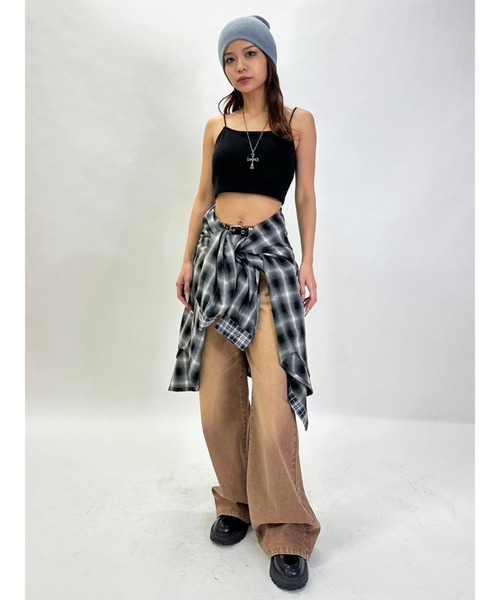 EGOIST(エゴイスト)の「2パターンチェックオーバーシャツ(シャツ/ブラウス・レディース・ブラック/ベージュ・FREE)」の4枚目の写真