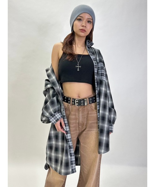 EGOIST(エゴイスト)の「2パターンチェックオーバーシャツ(シャツ/ブラウス・レディース・ブラック/ベージュ・FREE)」の5枚目の写真