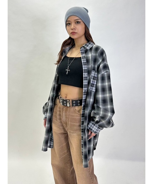 EGOIST(エゴイスト)の「2パターンチェックオーバーシャツ(シャツ/ブラウス・レディース・ブラック/ベージュ・FREE)」の6枚目の写真