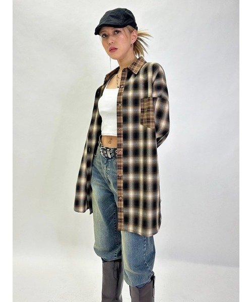 EGOIST(エゴイスト)の「2パターンチェックオーバーシャツ(シャツ/ブラウス・レディース・ブラック/ベージュ・FREE)」の9枚目の写真