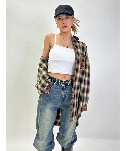 EGOIST(エゴイスト)の「2パターンチェックオーバーシャツ(シャツ/ブラウス・レディース・ブラック/ベージュ・FREE)」の10枚目の写真