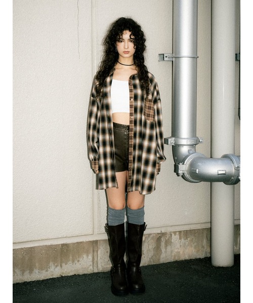 EGOIST(エゴイスト)の「2パターンチェックオーバーシャツ(シャツ/ブラウス・レディース・ブラック/ベージュ・FREE)」の13枚目の写真